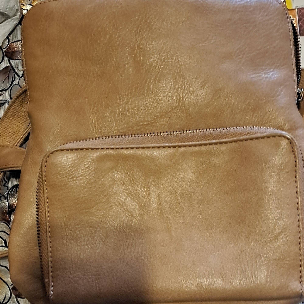 Tan Leather Backpack with Classic Design